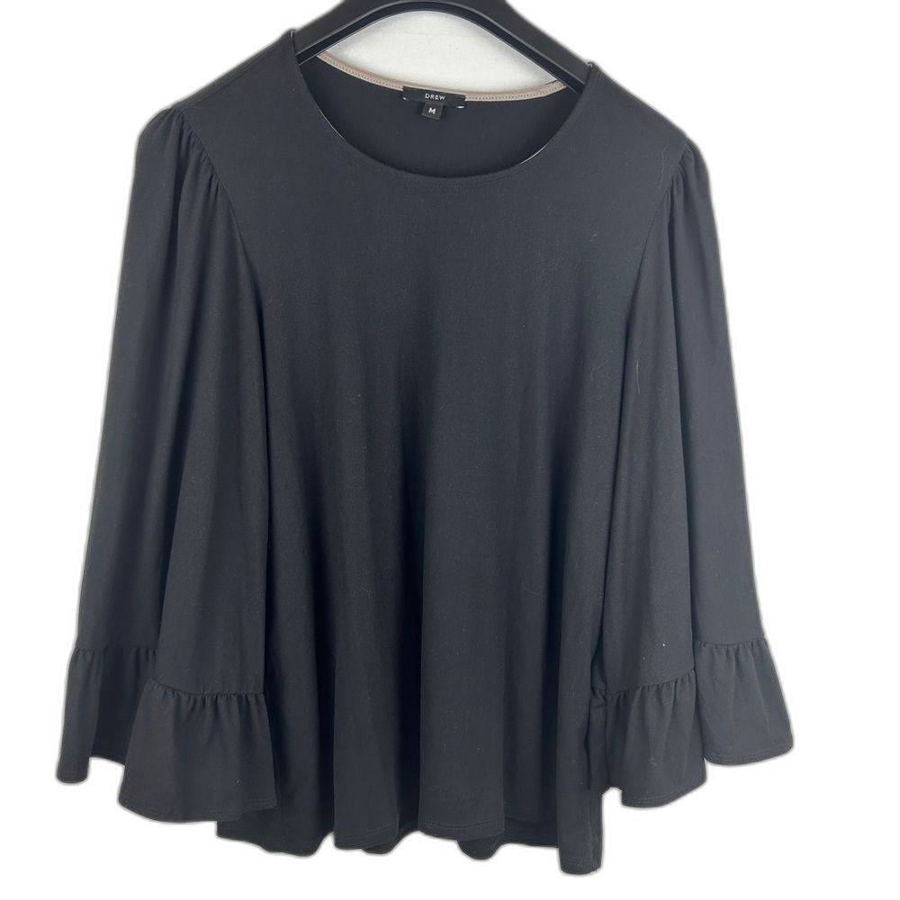 Drew black relaxed cut wide sleeve top size M